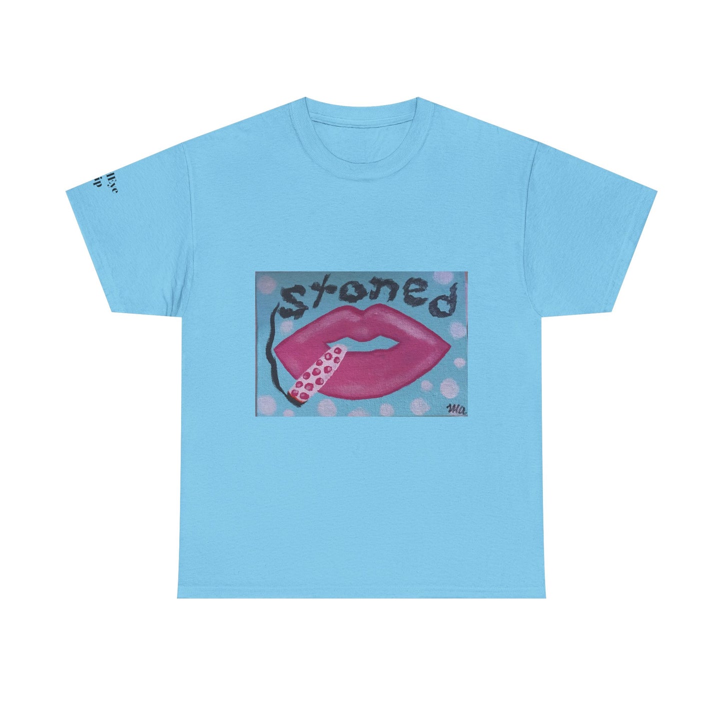 Stoned Lips Unisex Heavy Cotton Tee - Trendy Graphic T-Shirt for Smokers, Perfect for Festivals & Everyday Wear