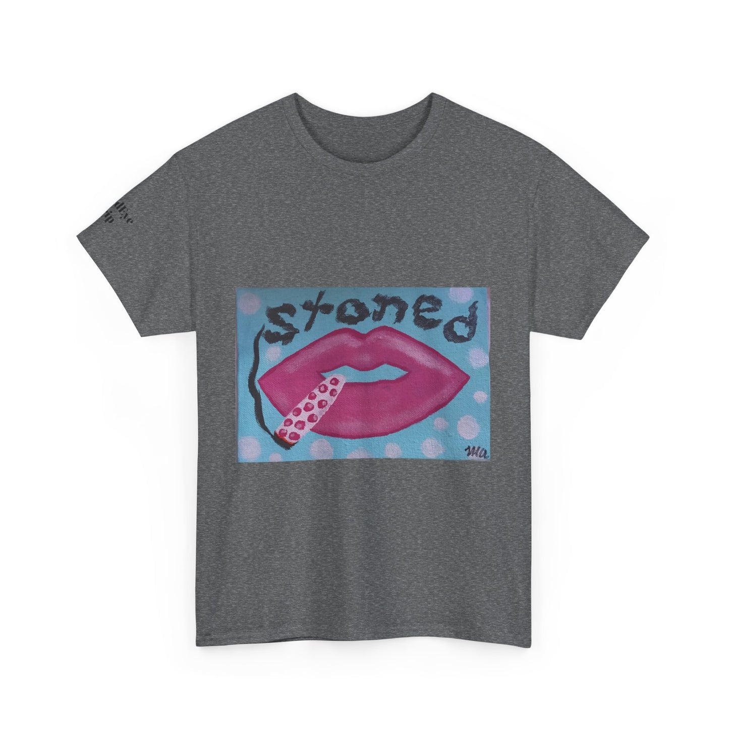 Stoned Lips Unisex Heavy Cotton Tee - Trendy Graphic T-Shirt for Smokers, Perfect for Festivals & Everyday Wear