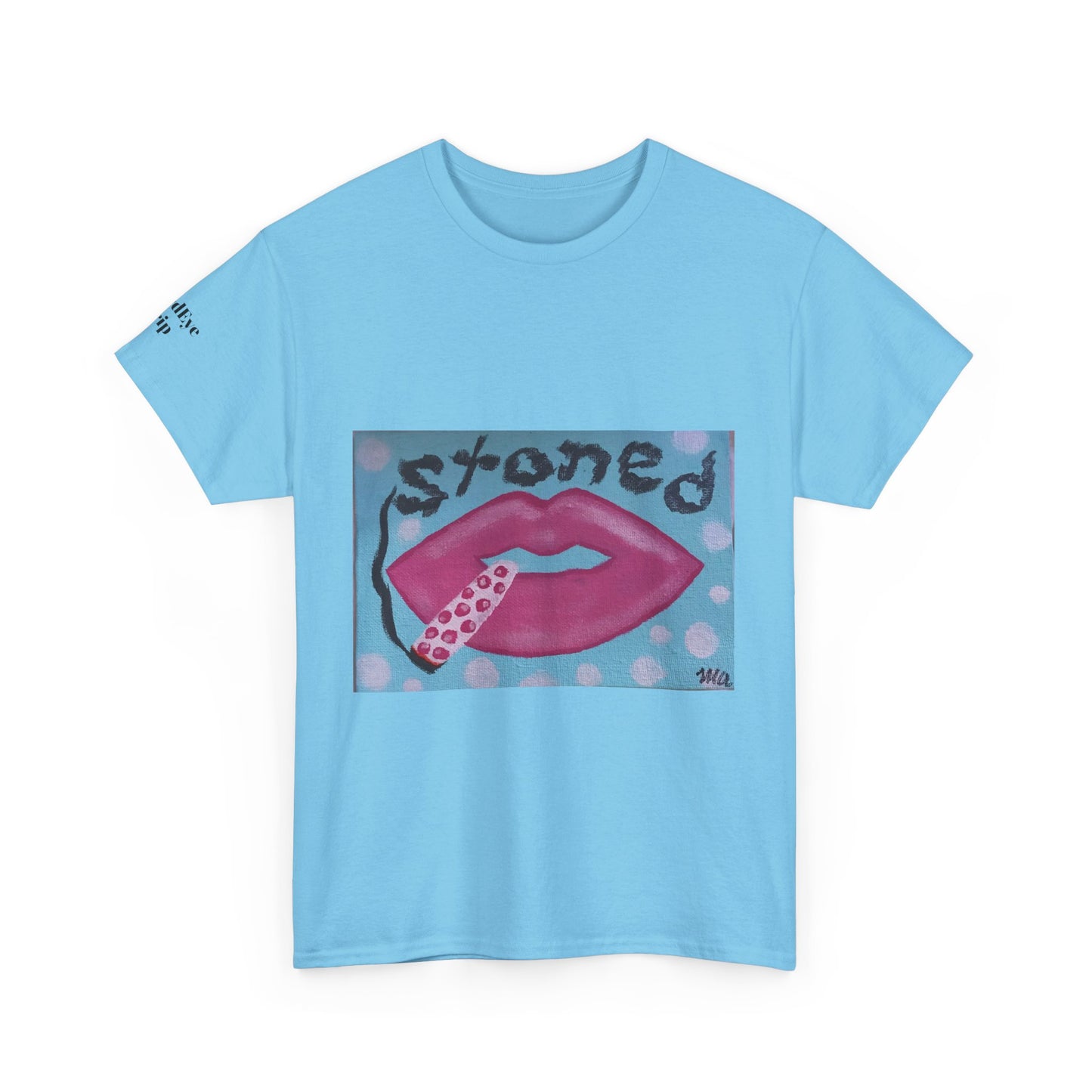 Stoned Lips Unisex Heavy Cotton Tee - Trendy Graphic T-Shirt for Smokers, Perfect for Festivals & Everyday Wear
