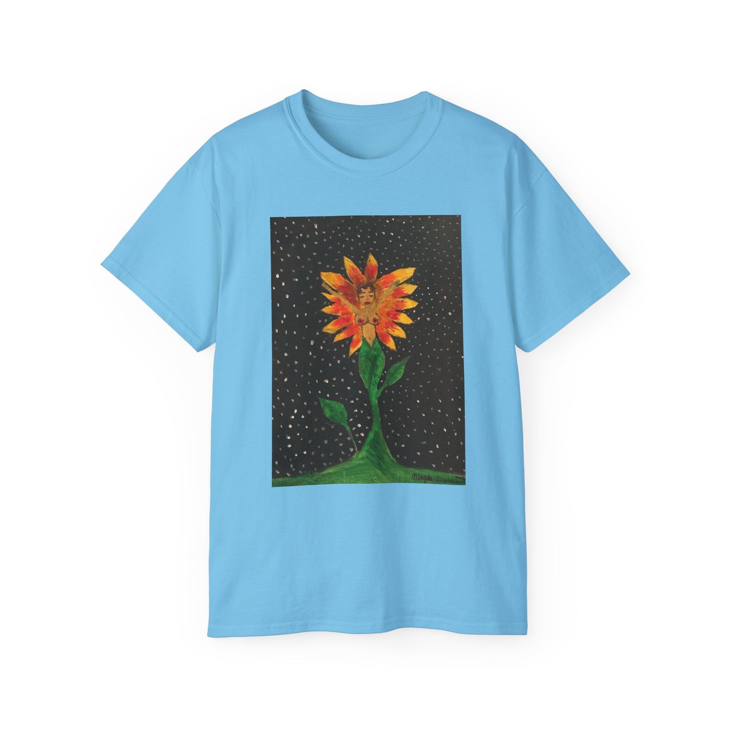 Unisex Ultra Cotton Tee with Floral Artwork - Third Eye Drip Design