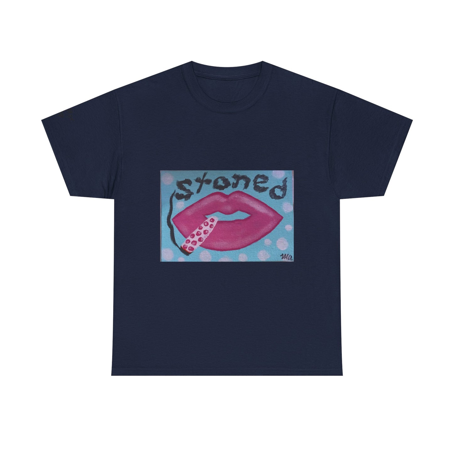 Stoned Lips Unisex Heavy Cotton Tee - Trendy Graphic T-Shirt for Smokers, Perfect for Festivals & Everyday Wear