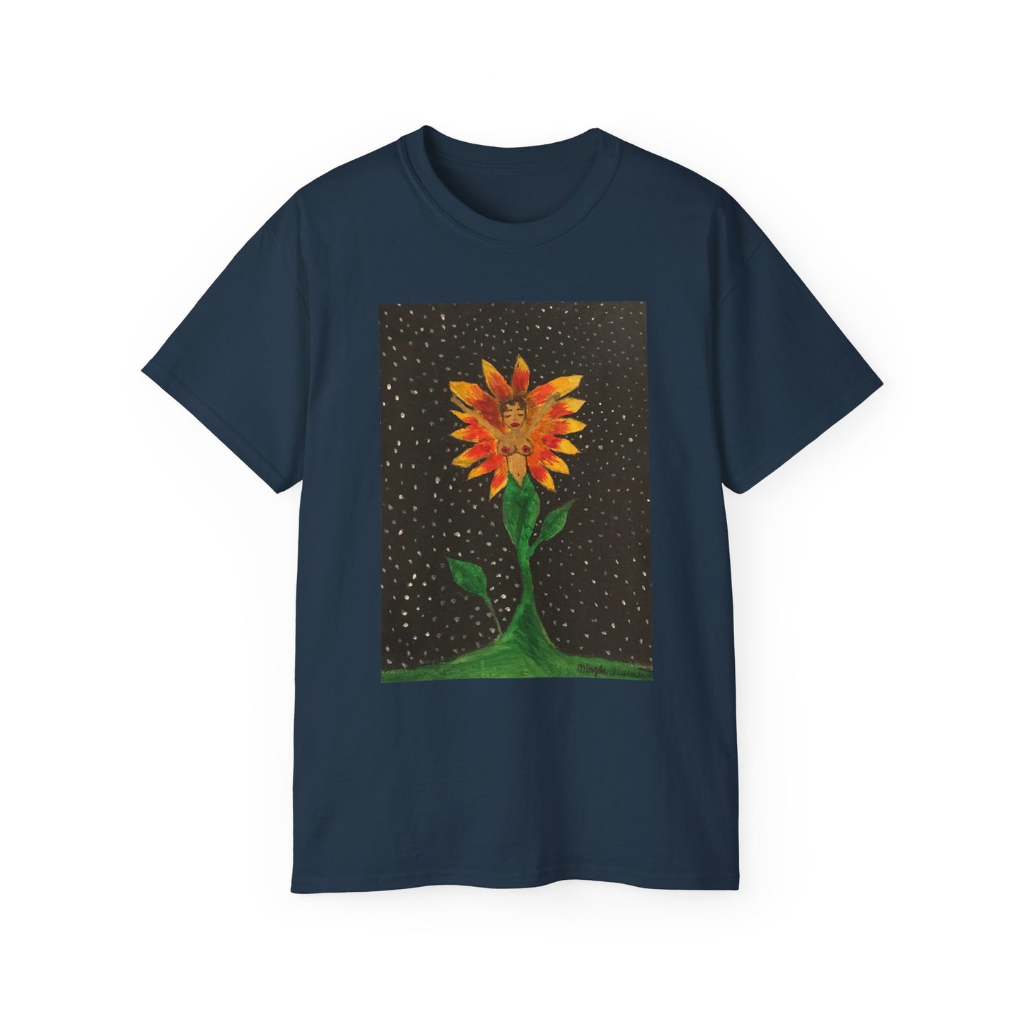 Unisex Ultra Cotton Tee with Floral Artwork - Third Eye Drip Design