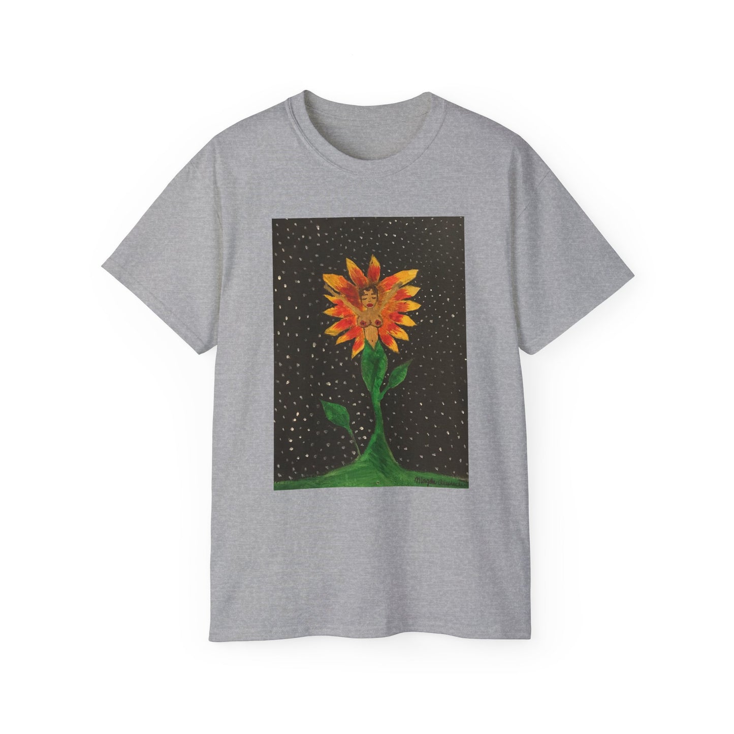 Unisex Ultra Cotton Tee with Floral Artwork - Third Eye Drip Design
