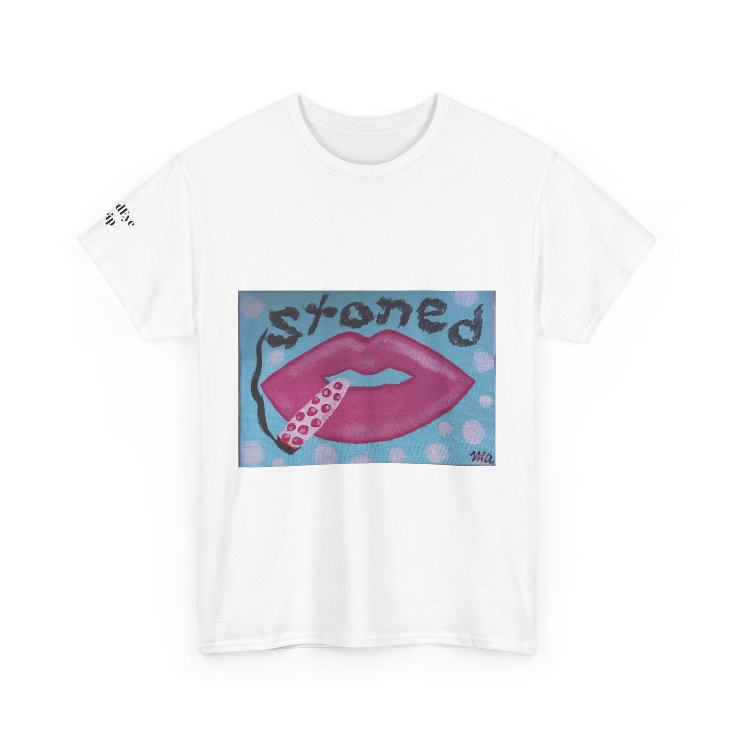 Stoned Lips Unisex Heavy Cotton Tee - Trendy Graphic T-Shirt for Smokers, Perfect for Festivals & Everyday Wear
