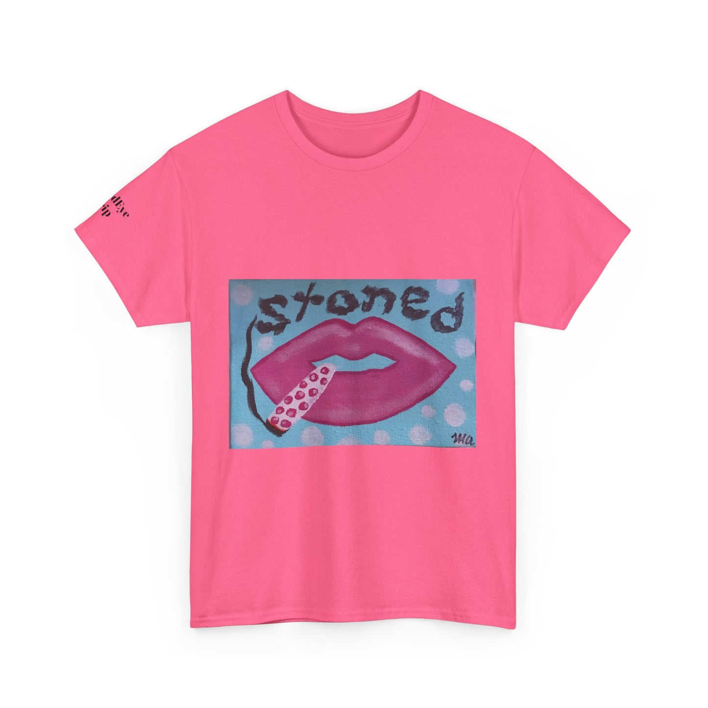 Stoned Lips Unisex Heavy Cotton Tee - Trendy Graphic T-Shirt for Smokers, Perfect for Festivals & Everyday Wear