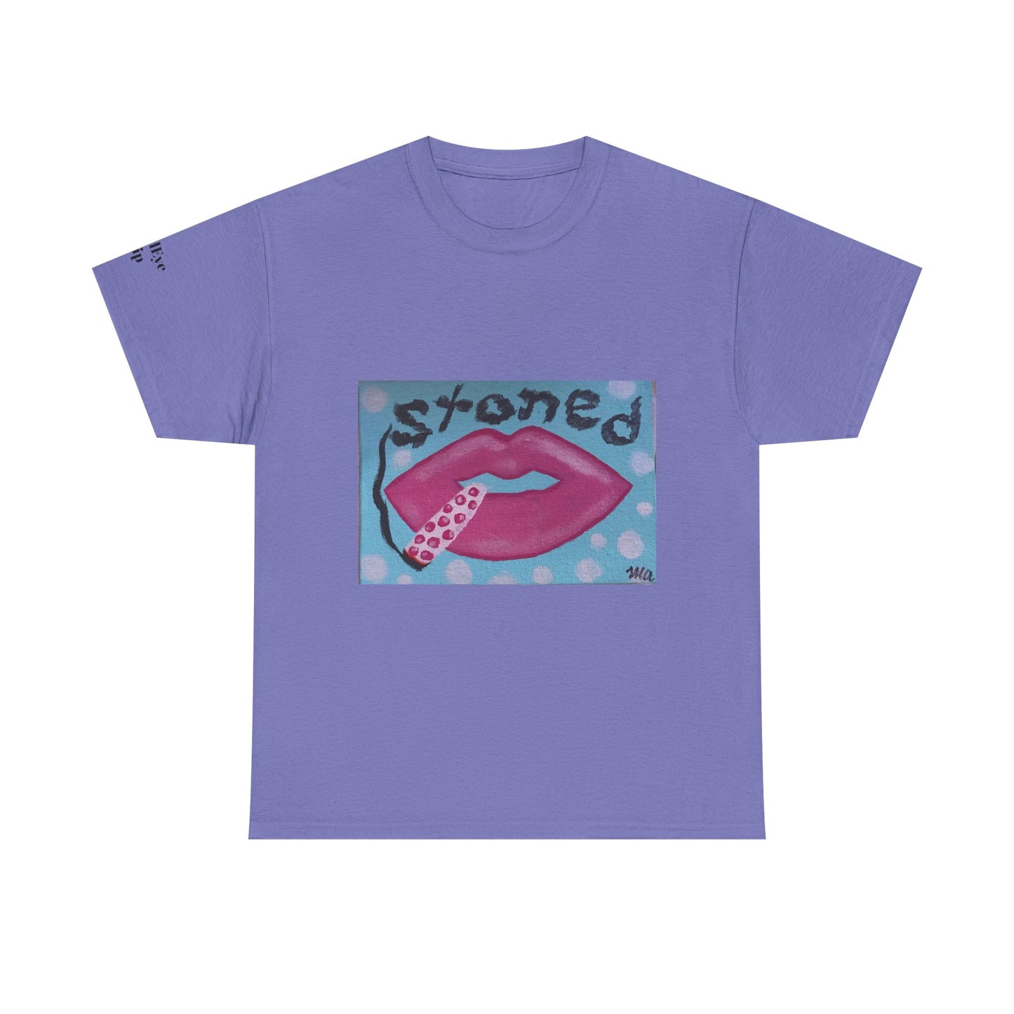Stoned Lips Unisex Heavy Cotton Tee - Trendy Graphic T-Shirt for Smokers, Perfect for Festivals & Everyday Wear