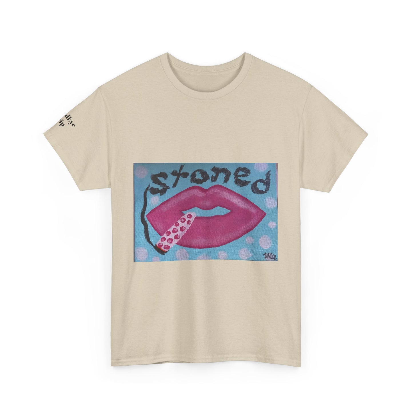 Stoned Lips Unisex Heavy Cotton Tee - Trendy Graphic T-Shirt for Smokers, Perfect for Festivals & Everyday Wear