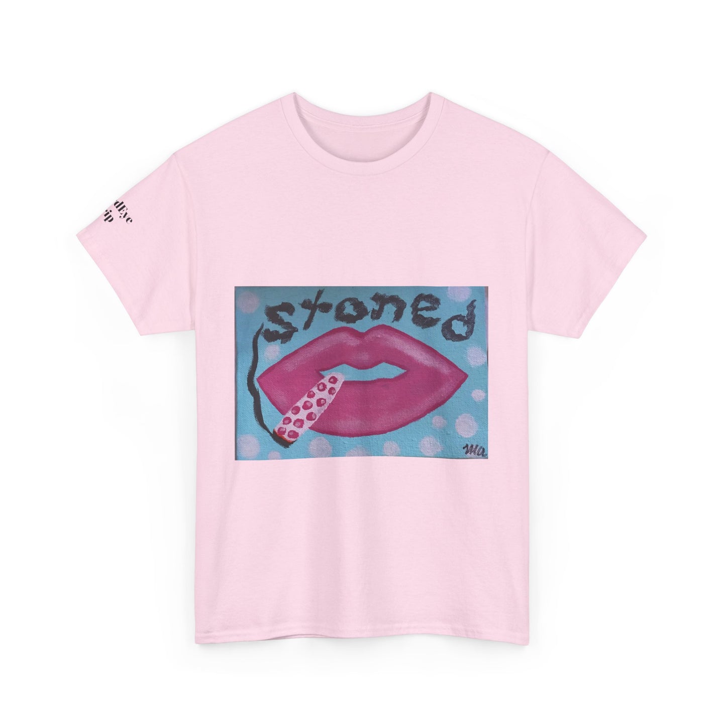 Stoned Lips Unisex Heavy Cotton Tee - Trendy Graphic T-Shirt for Smokers, Perfect for Festivals & Everyday Wear