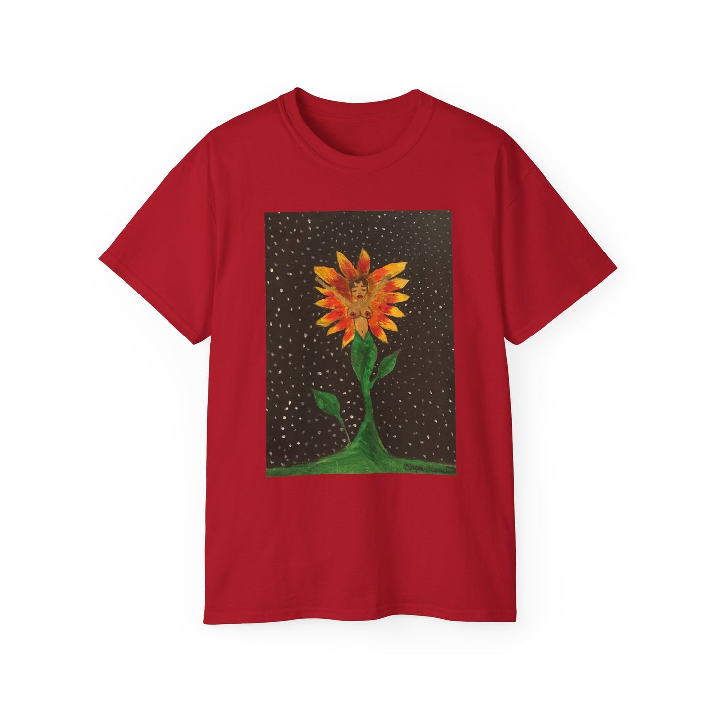 Unisex Ultra Cotton Tee with Floral Artwork - Third Eye Drip Design