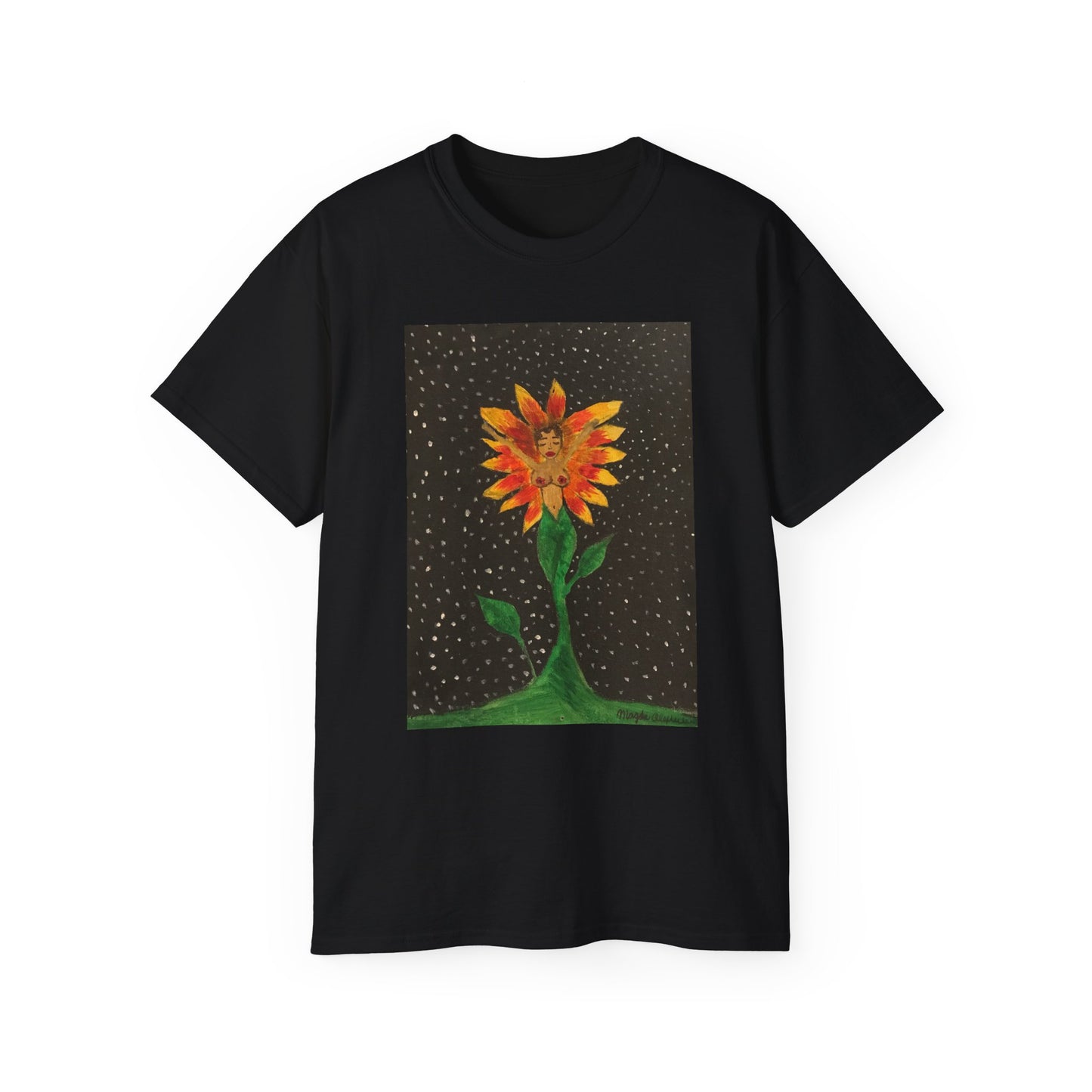 Unisex Ultra Cotton Tee with Floral Artwork - Third Eye Drip Design