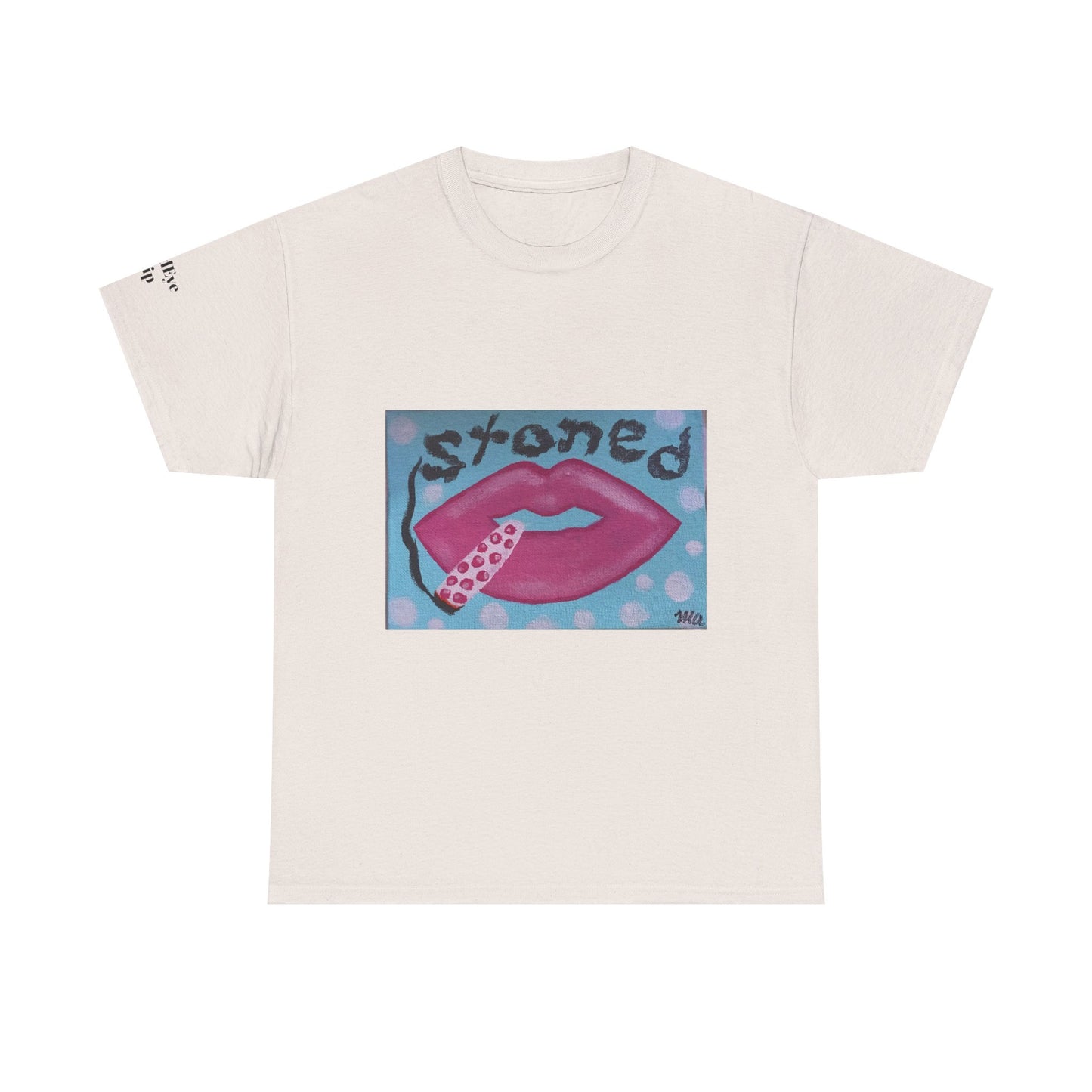 Stoned Lips Unisex Heavy Cotton Tee - Trendy Graphic T-Shirt for Smokers, Perfect for Festivals & Everyday Wear