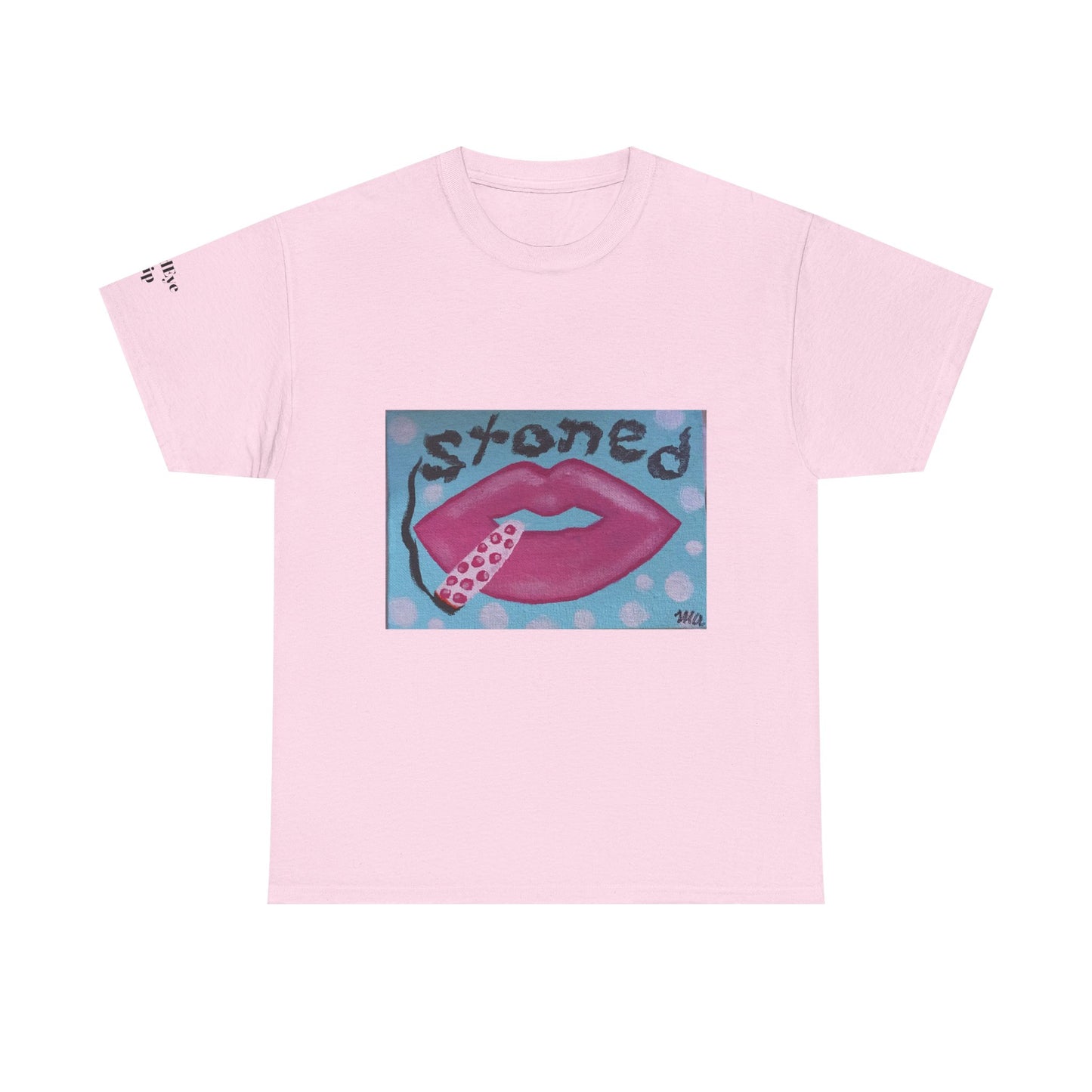 Stoned Lips Unisex Heavy Cotton Tee - Trendy Graphic T-Shirt for Smokers, Perfect for Festivals & Everyday Wear