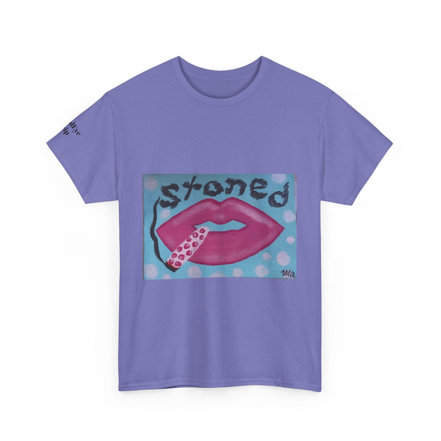 Stoned Lips Unisex Heavy Cotton Tee - Trendy Graphic T-Shirt for Smokers, Perfect for Festivals & Everyday Wear