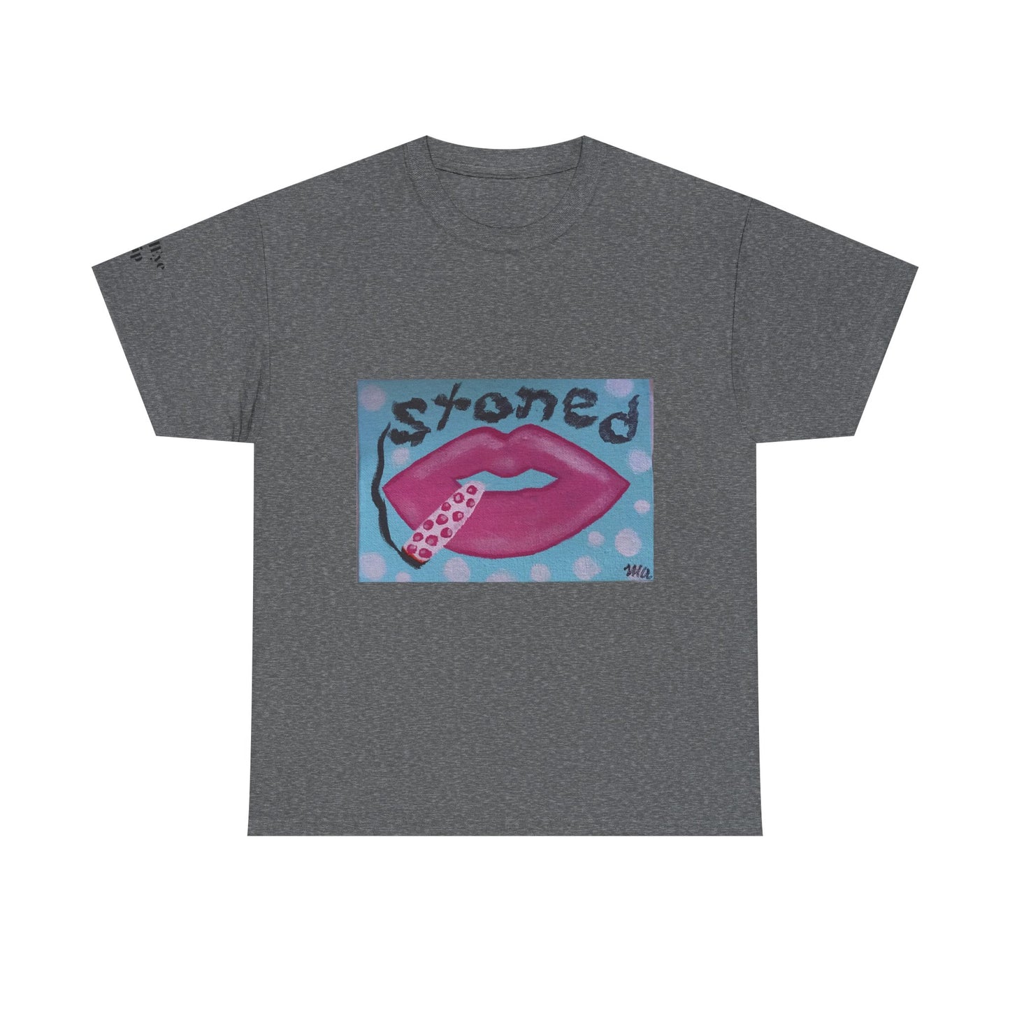 Stoned Lips Unisex Heavy Cotton Tee - Trendy Graphic T-Shirt for Smokers, Perfect for Festivals & Everyday Wear