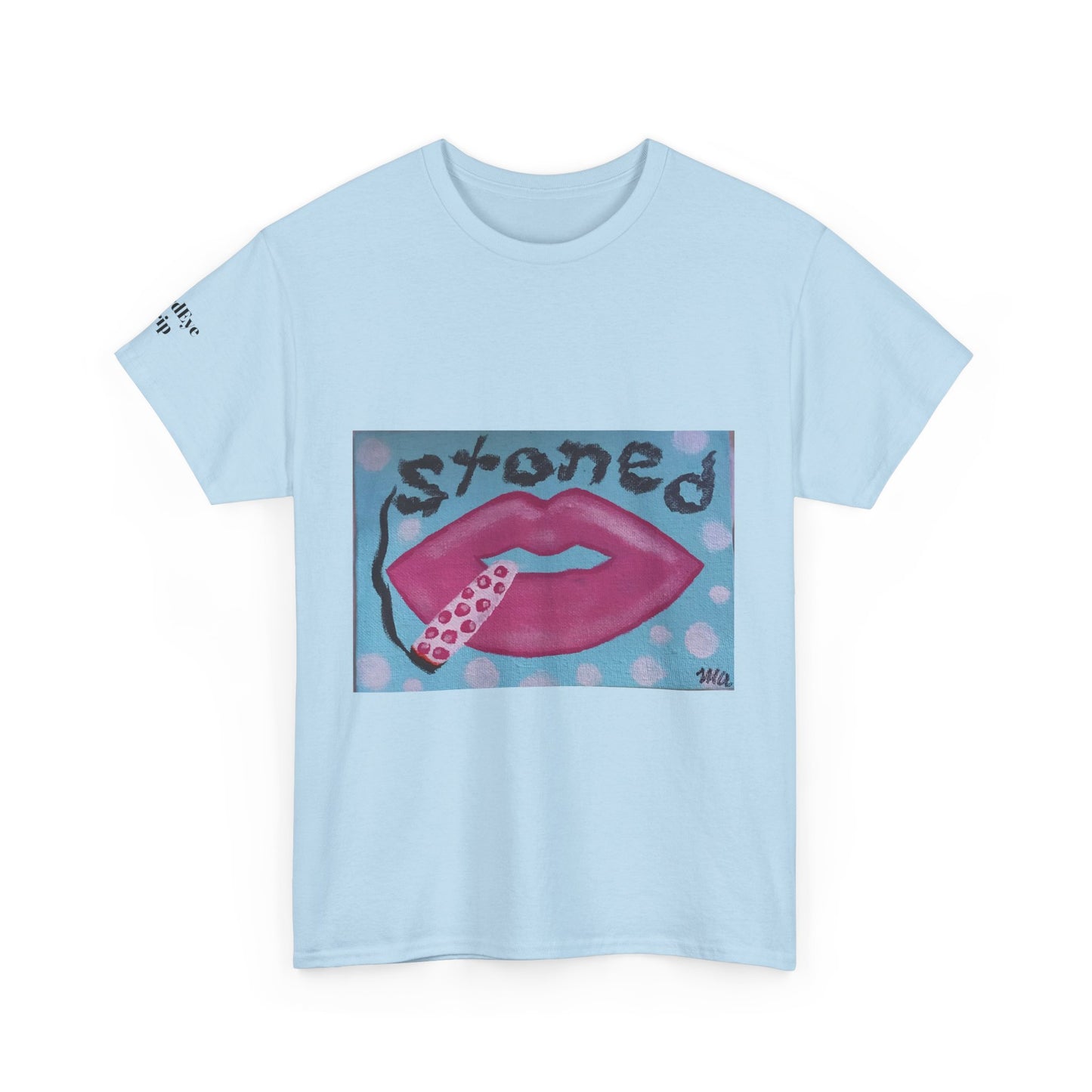 Stoned Lips Unisex Heavy Cotton Tee - Trendy Graphic T-Shirt for Smokers, Perfect for Festivals & Everyday Wear