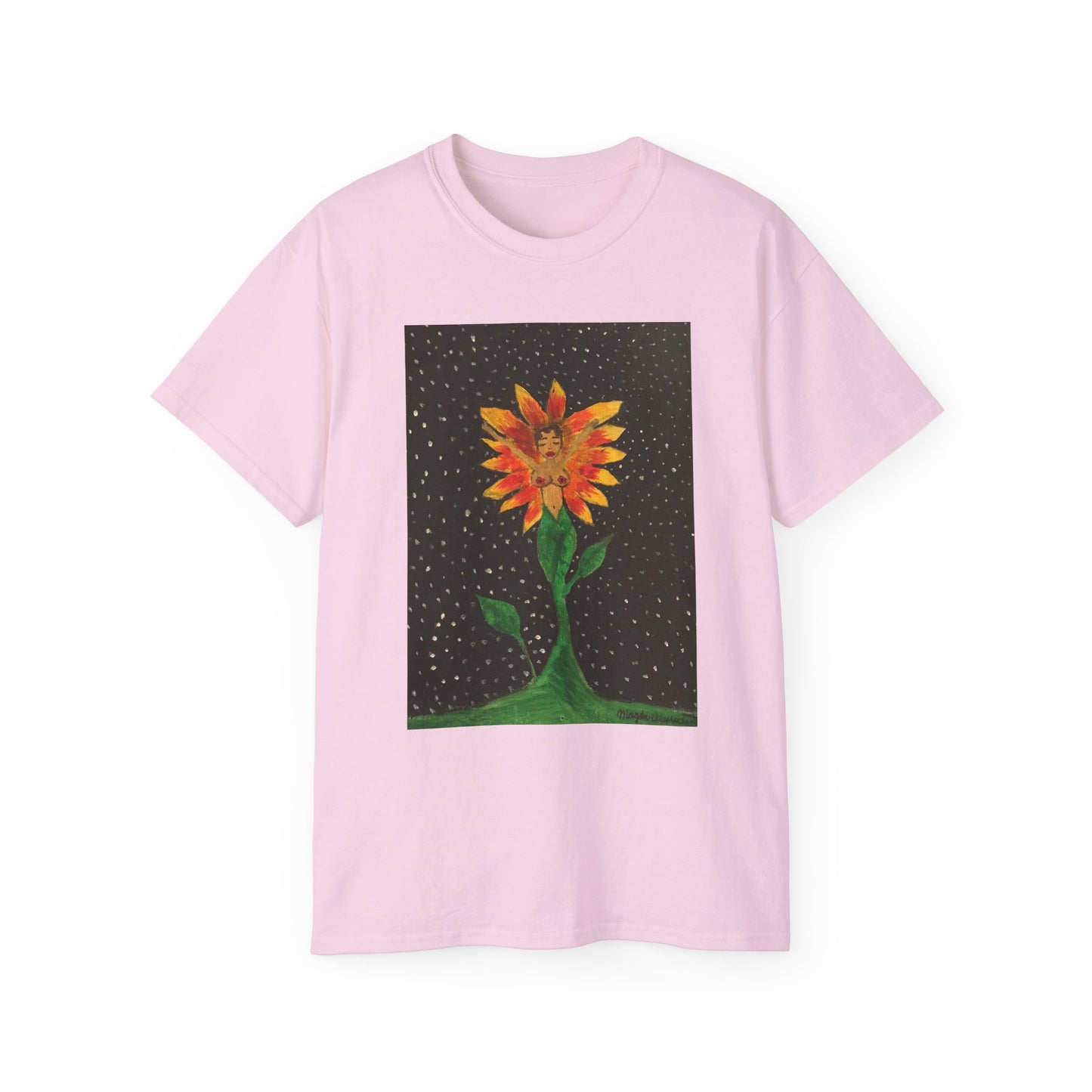 Unisex Ultra Cotton Tee with Floral Artwork - Third Eye Drip Design