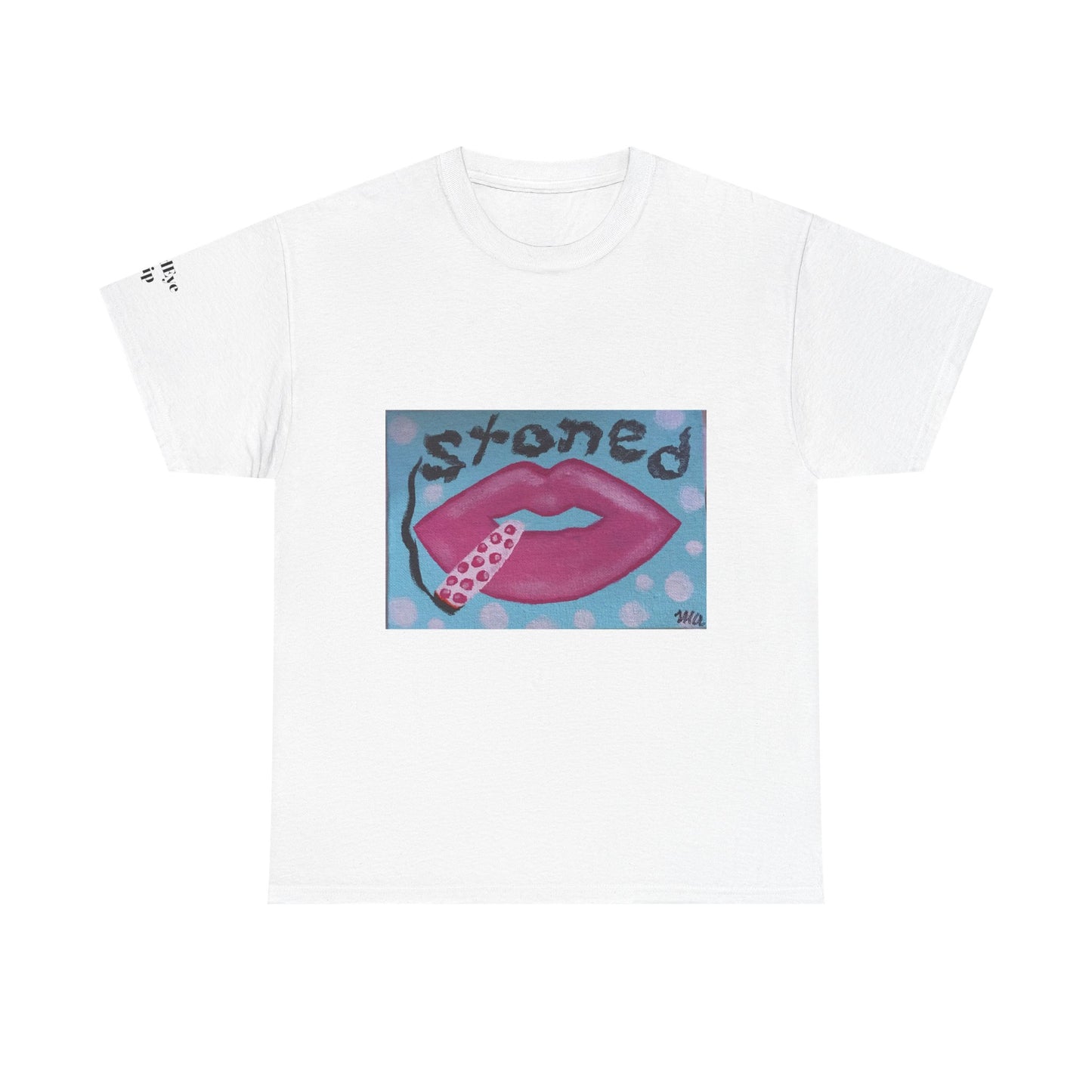 Stoned Lips Unisex Heavy Cotton Tee - Trendy Graphic T-Shirt for Smokers, Perfect for Festivals & Everyday Wear