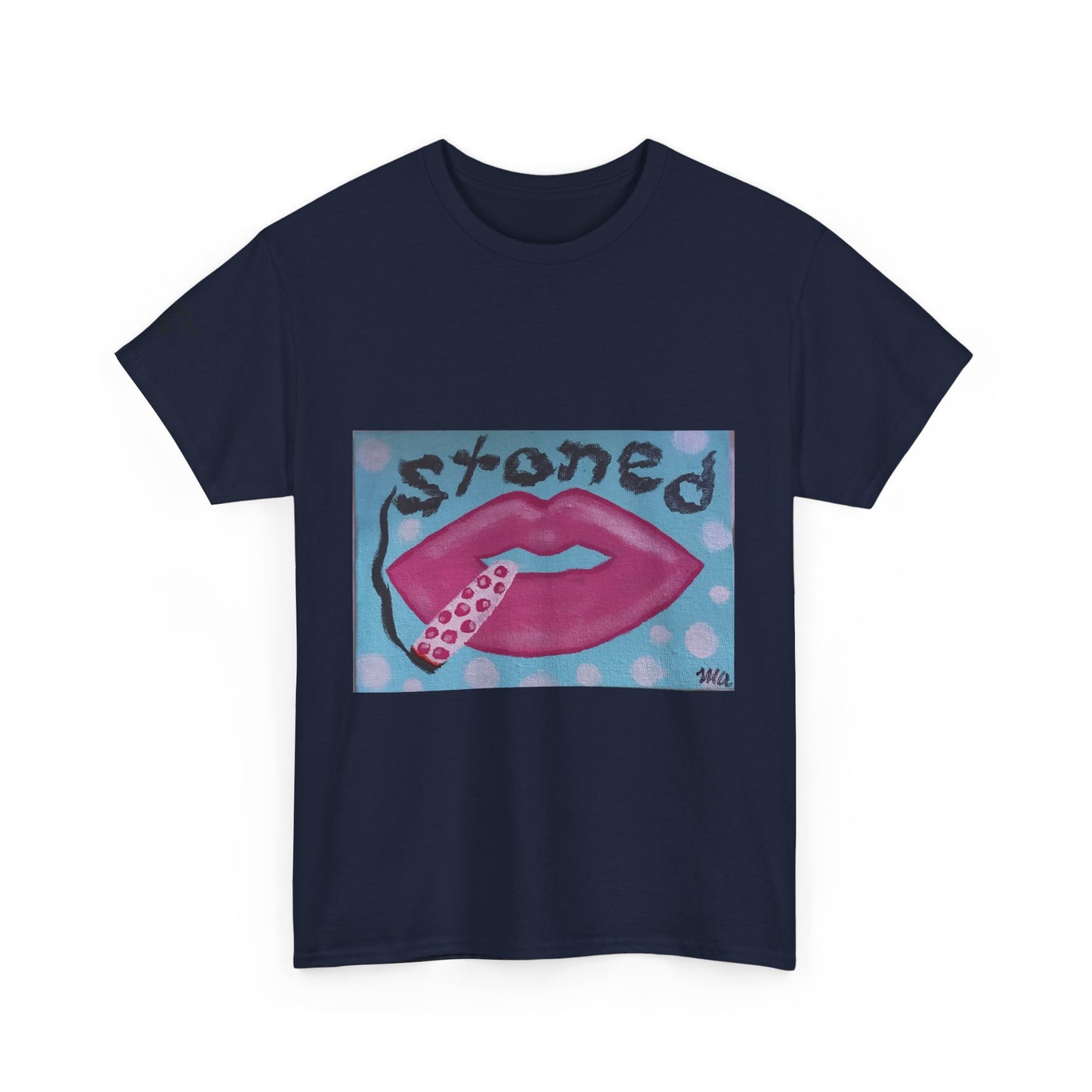 Stoned Lips Unisex Heavy Cotton Tee - Trendy Graphic T-Shirt for Smokers, Perfect for Festivals & Everyday Wear