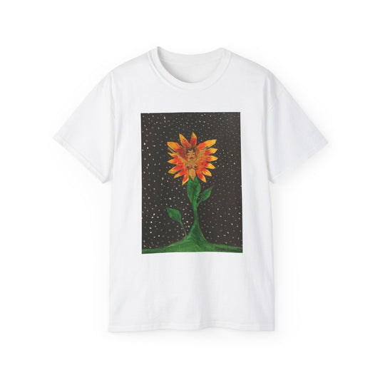 Unisex Ultra Cotton Tee with Floral Artwork - Third Eye Drip Design