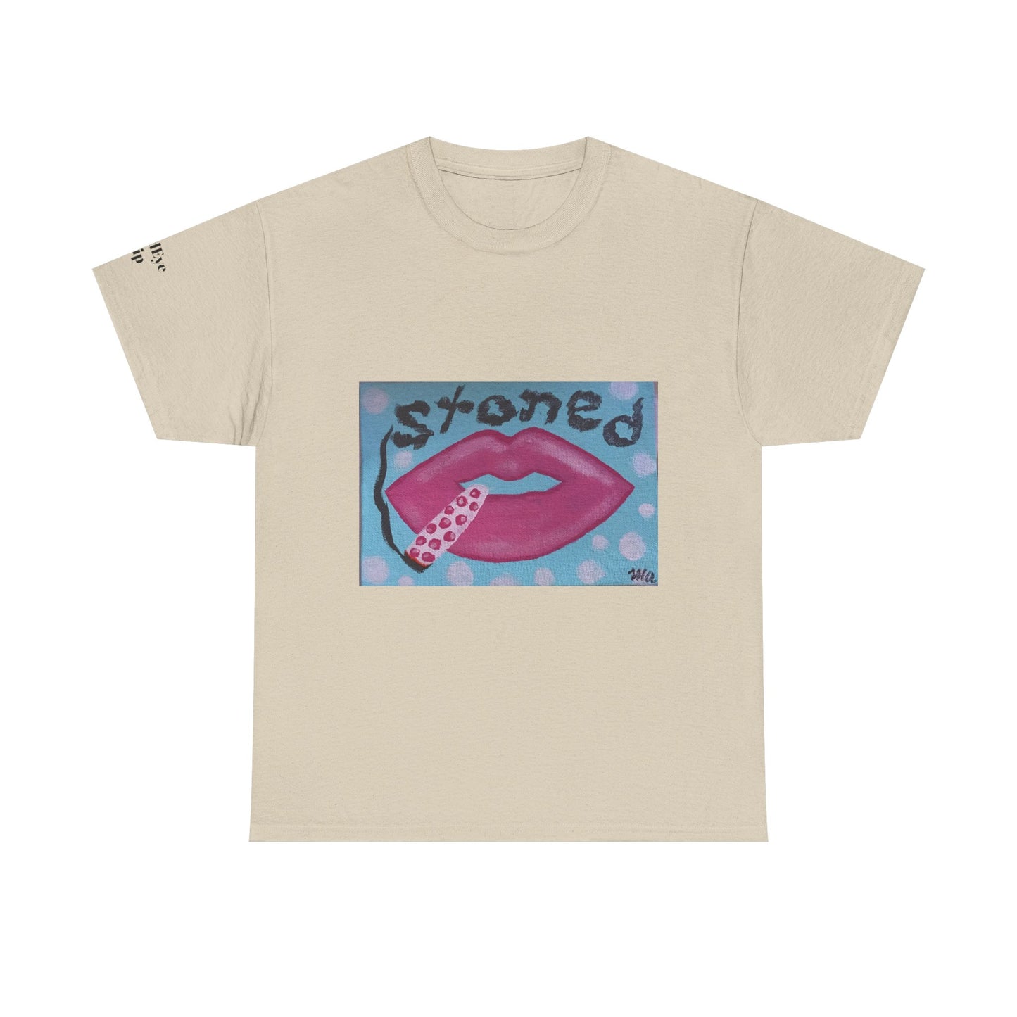 Stoned Lips Unisex Heavy Cotton Tee - Trendy Graphic T-Shirt for Smokers, Perfect for Festivals & Everyday Wear